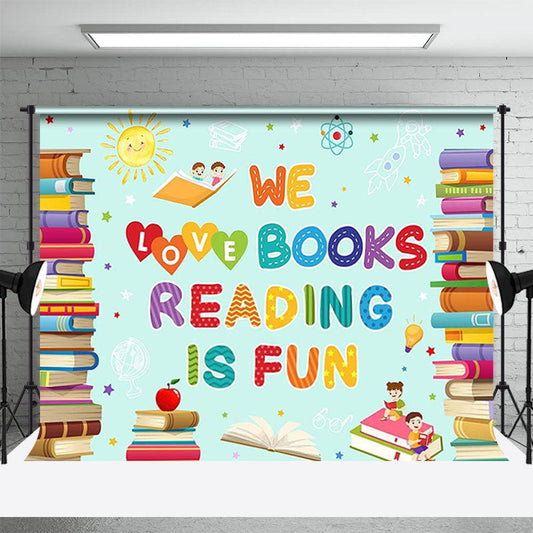 Lofaris Books Student Sun Star Green World Book Day Backdrop
