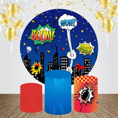 Lofaris Boom Pow Wow Night Star Round Birthday Backdrop Kit