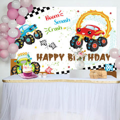 Lofaris Boom Smash Crash SUV Game Birthday Backdrop For Boy