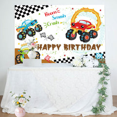 Lofaris Boom Smash Crash SUV Game Birthday Backdrop For Boy