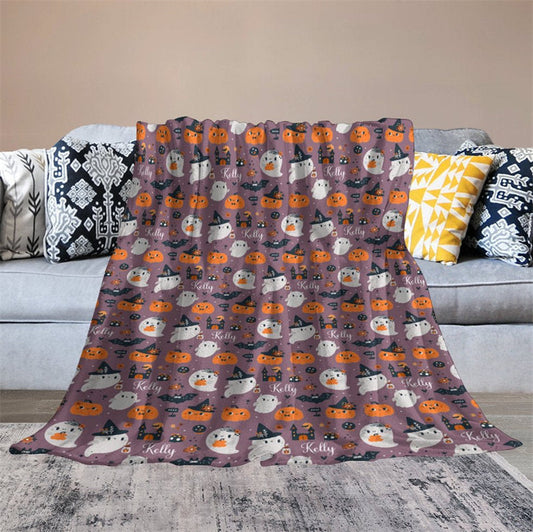 Lofaris Boos Pumpkins Step And Repeat Custom Name Blanket