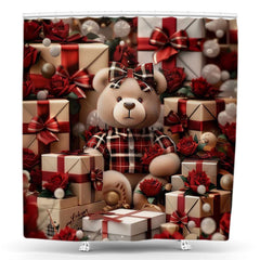 Lofaris Bow Knot Gifts Bear Valentines Day Shower Curtain