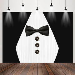 Lofaris Suit Bow Tie Button Black And White Party Backdrop