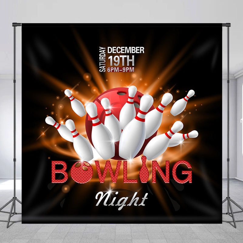 Bowling Night Personalized Birthday Party Backdrop - Lofaris