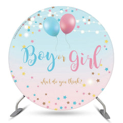 Lofaris Boy Or Girl Balloon Gender Reveal Round Backdrop