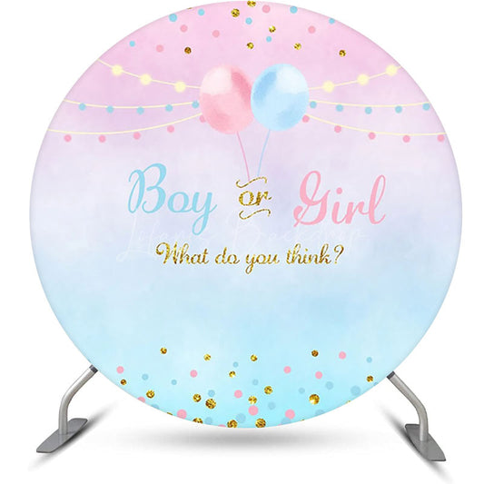 Lofaris Boy Or Girl Balloon Round Gender Reveal Backdrop