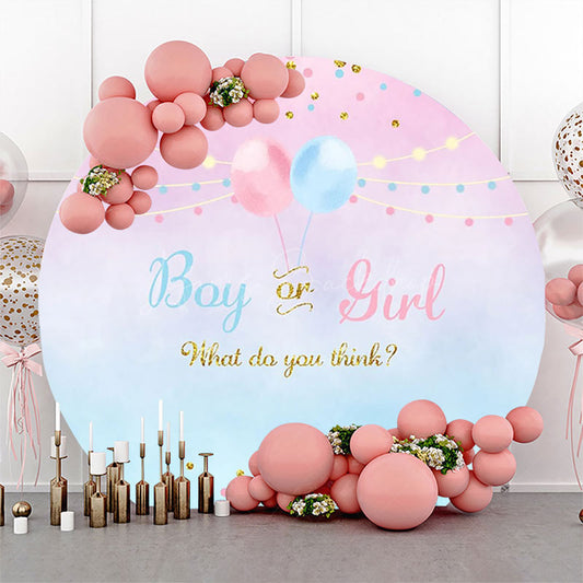 Lofaris Boy Or Girl Balloon Round Gender Reveal Backdrop