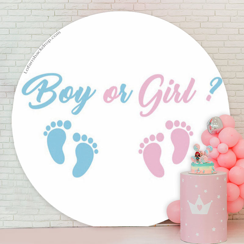 Lofaris Boy Or Girl Blue Pink Footprint Gender Reveal Backdrop