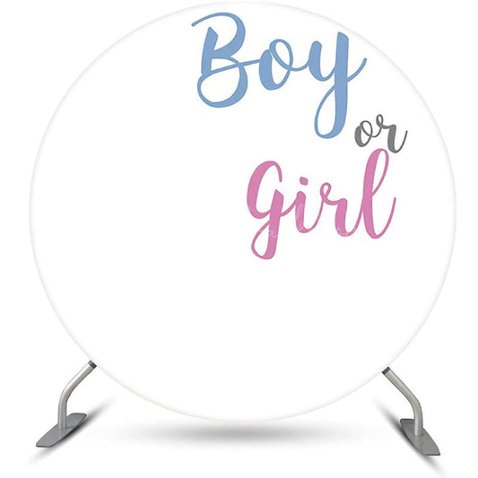 Lofaris Boy Or Girl White Round Backdrop For Gender Reveal