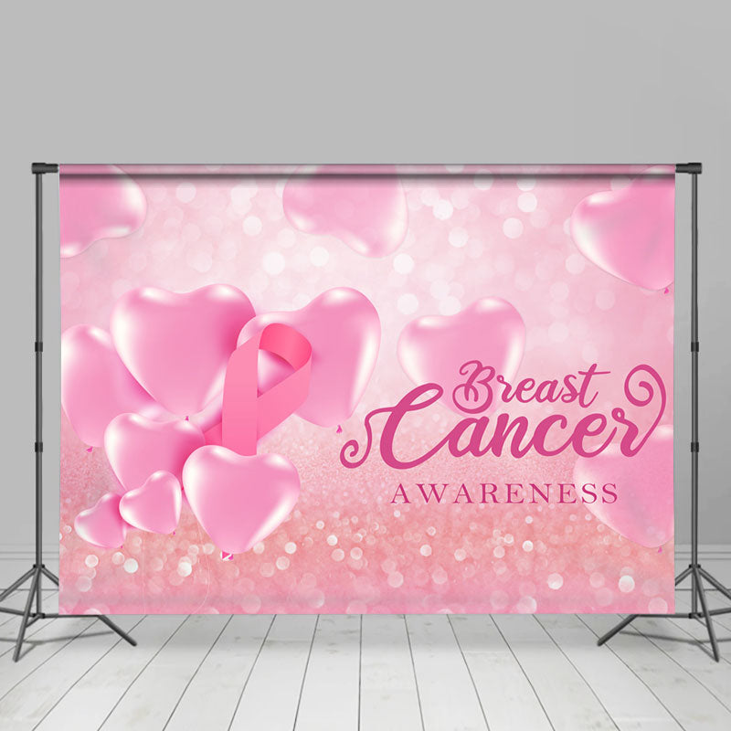Lofaris Breast Cancer Awareness Bokeh Pink Heart Backdrop