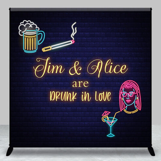 Lofaris Brick Neon Light Beer Girl Custom Wedding Backdrop
