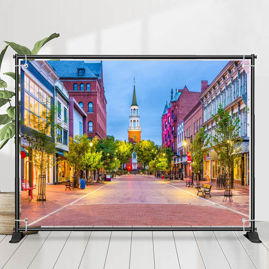 Lofaris Brick Road Town Night Photo Architecture Backdrop