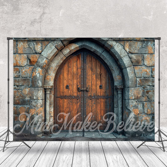 Lofaris Brick Wall Brown Wood Door Backdrop For Photograph
