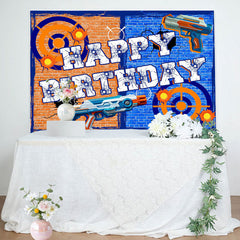 Lofaris Brick Wall Shooting Game Birthday Backdrop for Boy