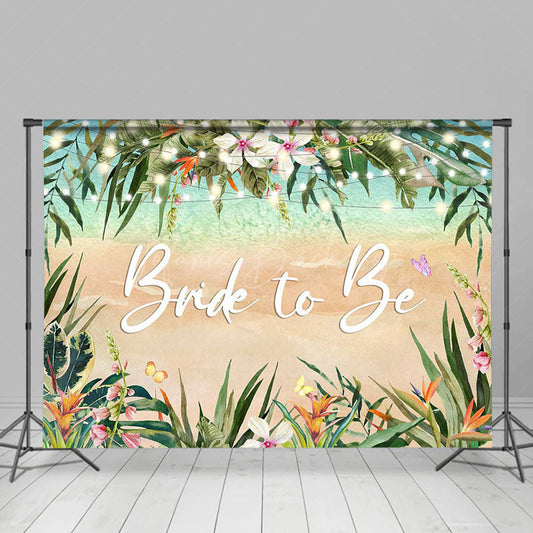 Lofaris Bride To Be Floral Sand Sea Bridal Shower Backdrop