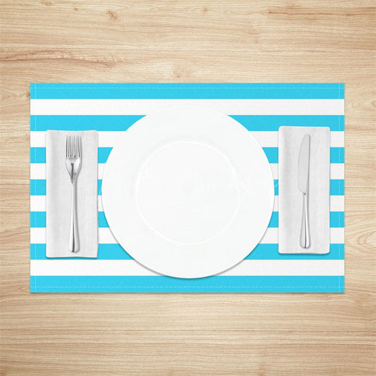 Lofaris Bright Blue White Stripe Dining Set Of 4 Placemats