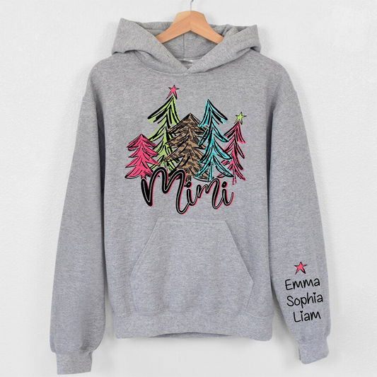Lofaris Bright Leopard Christmas Trees Custom Name Hoodie