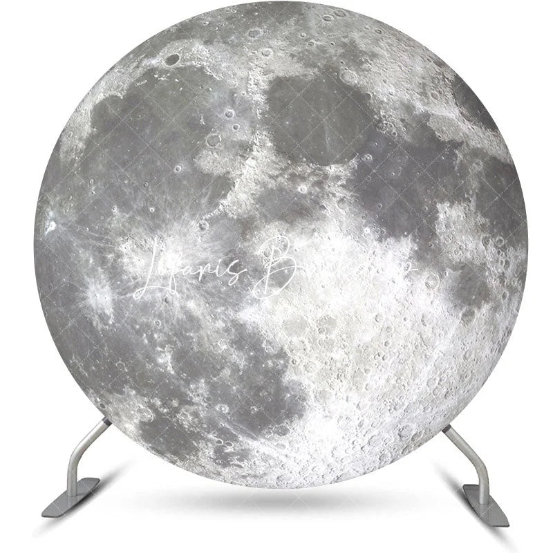 Lofaris Bright Moon Surface Craters Circle Birthday Backdrop