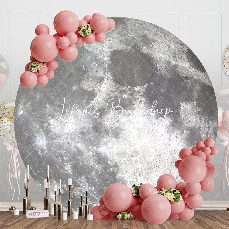 Lofaris Bright Moon Surface Craters Circle Birthday Backdrop