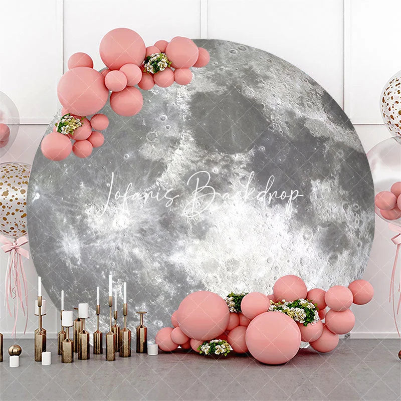 Lofaris Bright Moon Surface Craters Circle Birthday Backdrop
