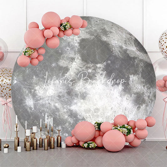 Lofaris Bright Moon Surface Craters Circle Birthday Backdrop