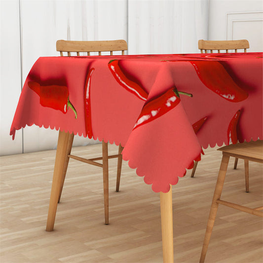 Lofaris Bright Red Chili Kitchen Simple Rectangle Tablecloth