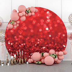 Lofaris Bright Red Glitter Bokeh Round Backdrop For Birthday