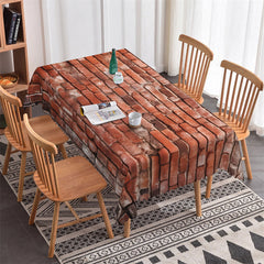 Lofaris Broken Brick Wall White Retro Rectangle Tablecloth