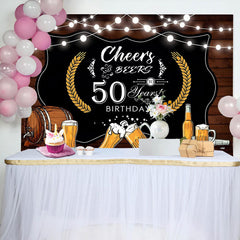 Lofaris Brown Barrel Ball And Beers 50Th Birthday Backdrop