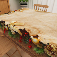 Lofaris Brown Beige Parchment Christmas Bell Kitchen Tablecloth