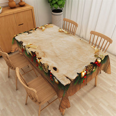 Lofaris Brown Beige Parchment Christmas Bell Kitchen Tablecloth