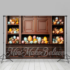 Lofaris Brown Cabinet Colorful Pascal Eggs Easter Backdrop