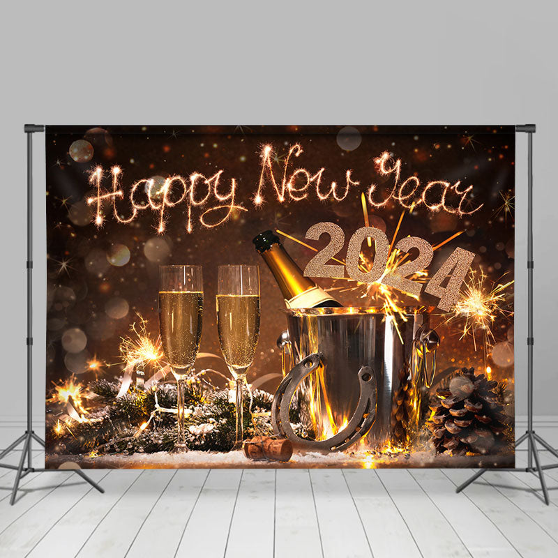 Lofaris Brown Champagne Glitter Bokeh 2023 New Year Backdrop