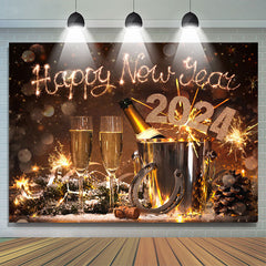Lofaris Brown Champagne Glitter Bokeh 2023 New Year Backdrop