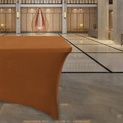 Lofaris Brown Fitted Spandex Rectangle Banquet Table Cover