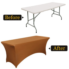 Lofaris Brown Fitted Spandex Rectangle Banquet Table Cover