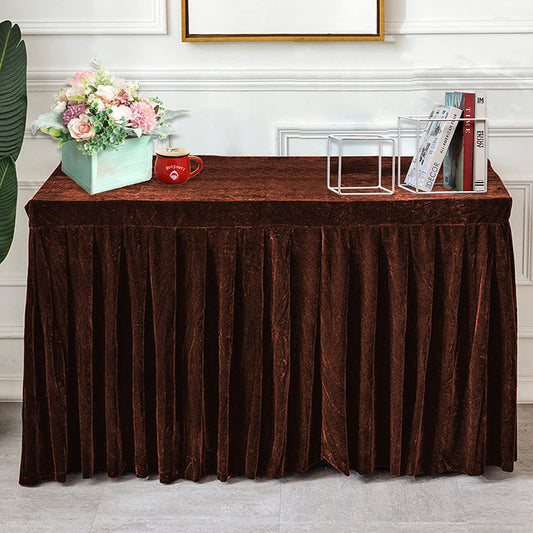 Lofaris Brown Fitted Velvet Rectangle Table Skirts Cover