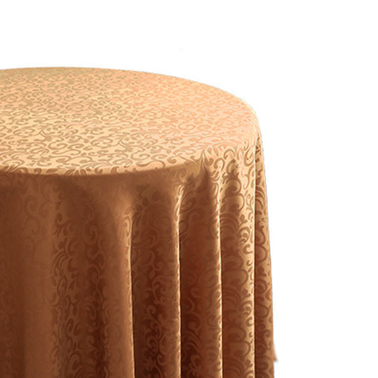 Lofaris Brown Jacquard Polyester Round Banquet Tablecloth