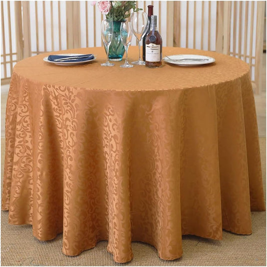 Lofaris Brown Jacquard Polyester Round Banquet Tablecloth