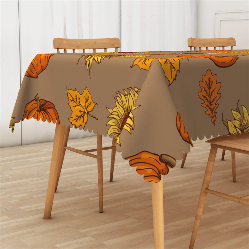 Lofaris Brown Orange Pumpkin And Yellow Sunflower Tablecloth