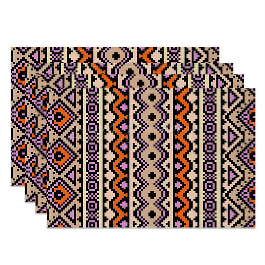 Lofaris Brown Purple Abstract Patterns Set Of 4 Placemats