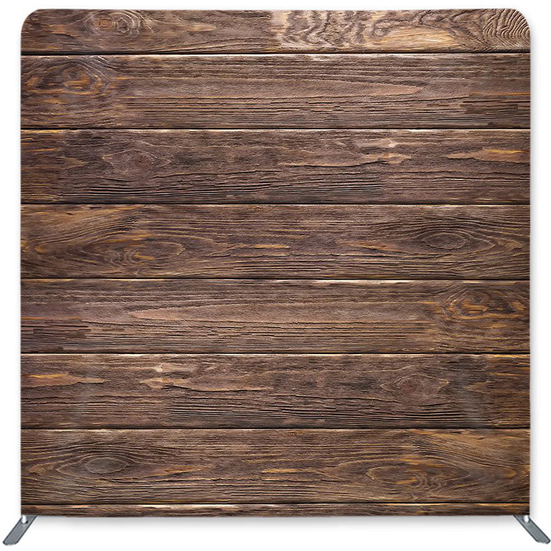Lofaris Retro Brown Wood Wall Double-Sided Backdrop for Birthday