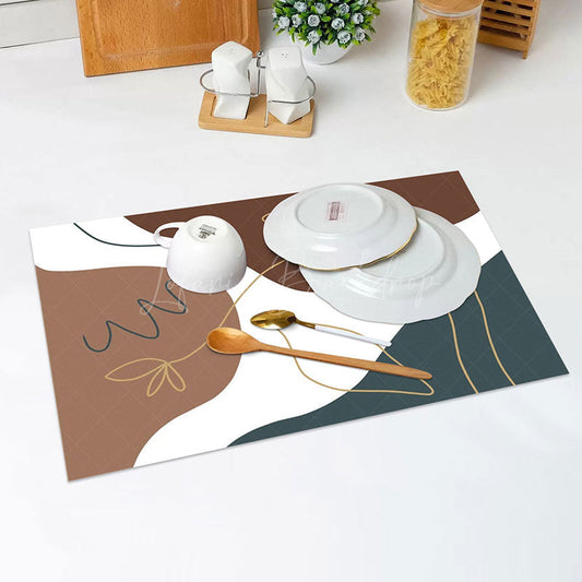 Lofaris Brown White Blue Lines Pattern Set Of 4 Placemats