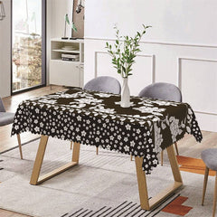 Lofaris Brown White Drawing Flower Leaf Rectangle Tablecloth