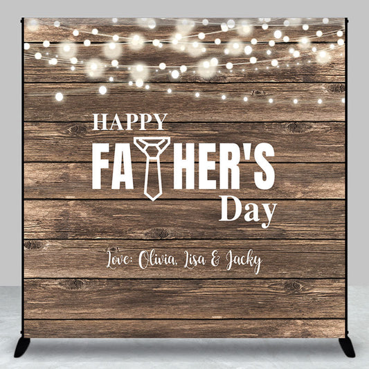 Lofaris Brown Wood Ball Lights Custom Fathers Day Backdrop