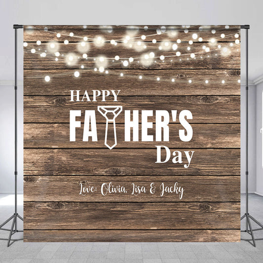 Lofaris Brown Wood Ball Lights Custom Fathers Day Backdrop