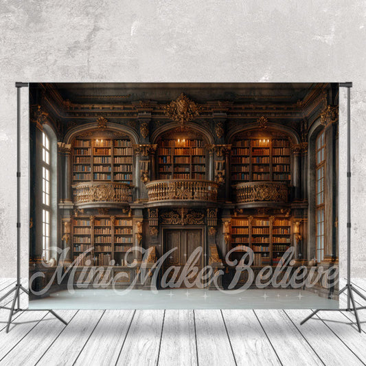Lofaris Brown Wood Bookshelf Library Backdrop For Photograph