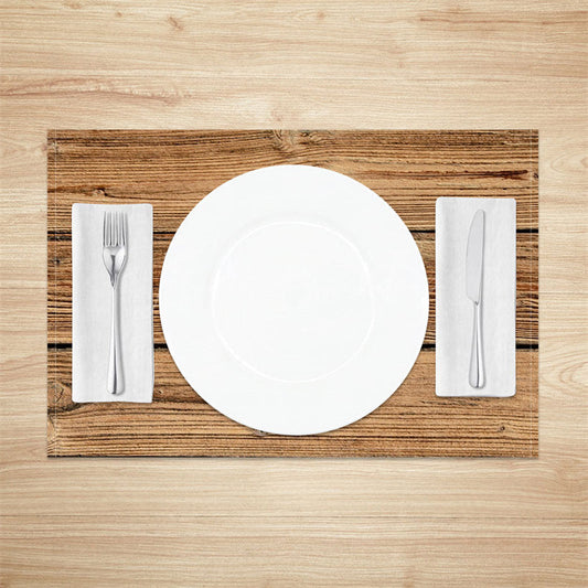 Lofaris Brown Wood Plank Grain Fabric Set Of 4 Placemats