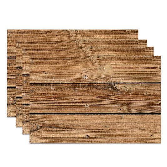 Lofaris Brown Wood Plank Grain Fabric Set Of 4 Placemats