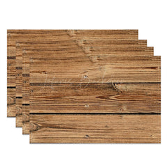 Lofaris Brown Wood Plank Grain Fabric Set Of 4 Placemats